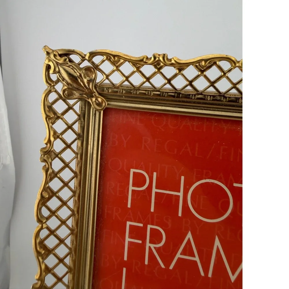 Regal Frames 8x10 Photo Frame Gold Tone Vintage Filigree Lattice Ornate